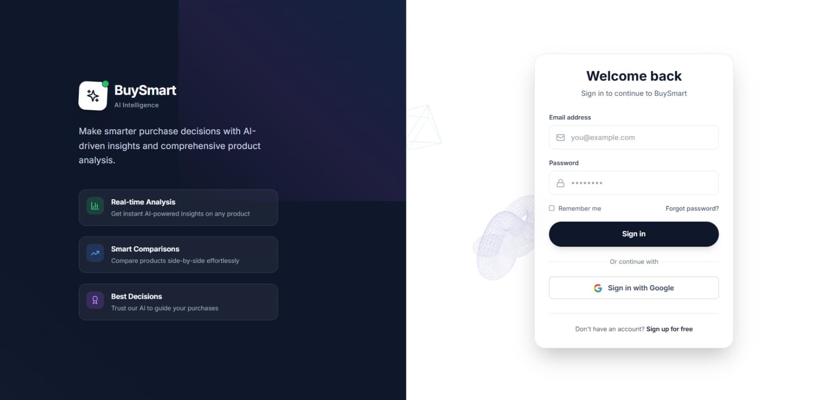 Blurred background for BuySmart AI — Intelligent Product Analysis Platform