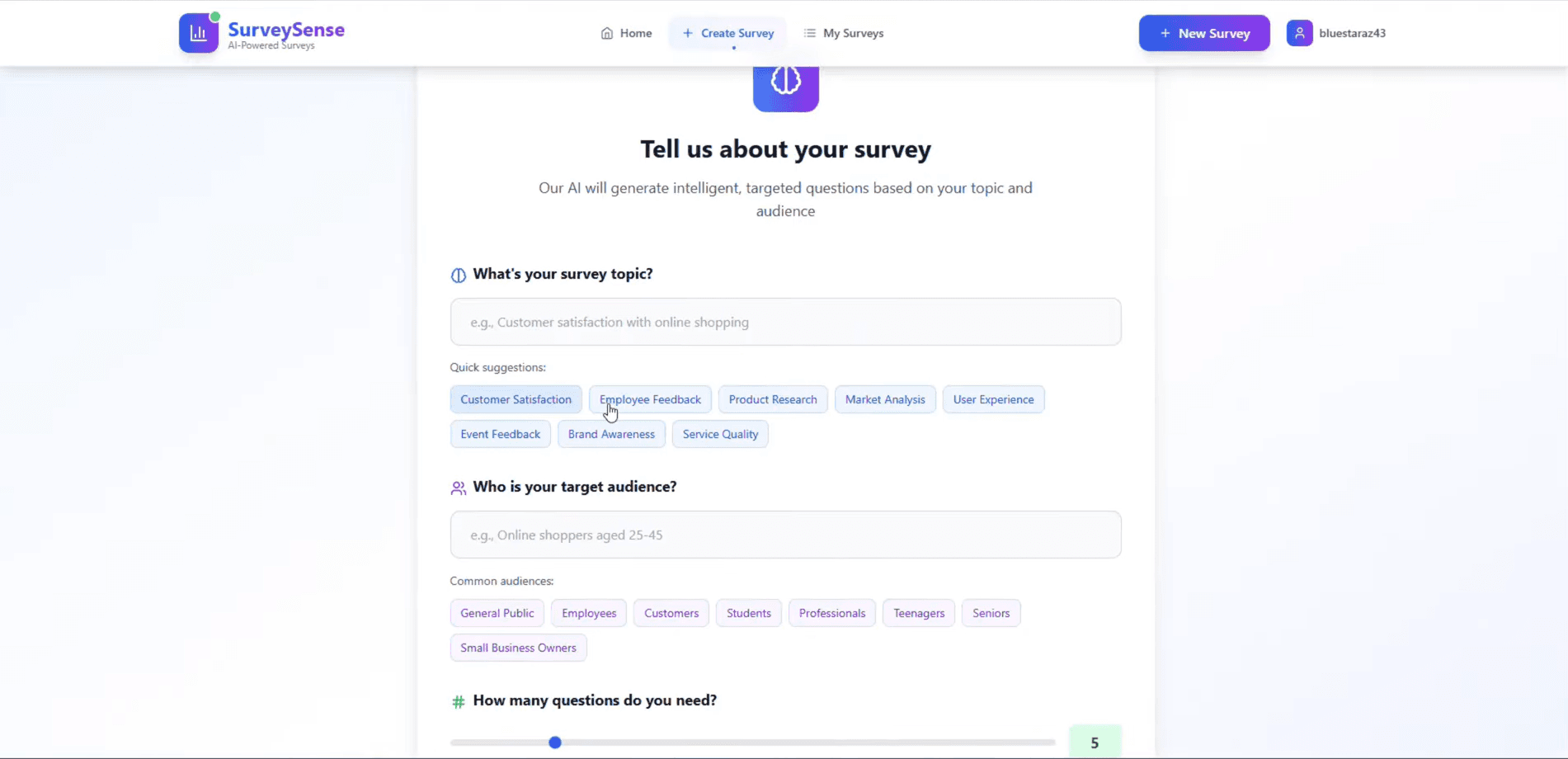 Blurred background for SurveySense — AI Survey Platform Module 1