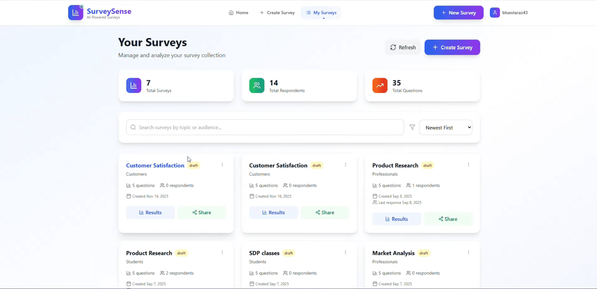 Blurred background for SurveySense — AI Survey Platform Module 2