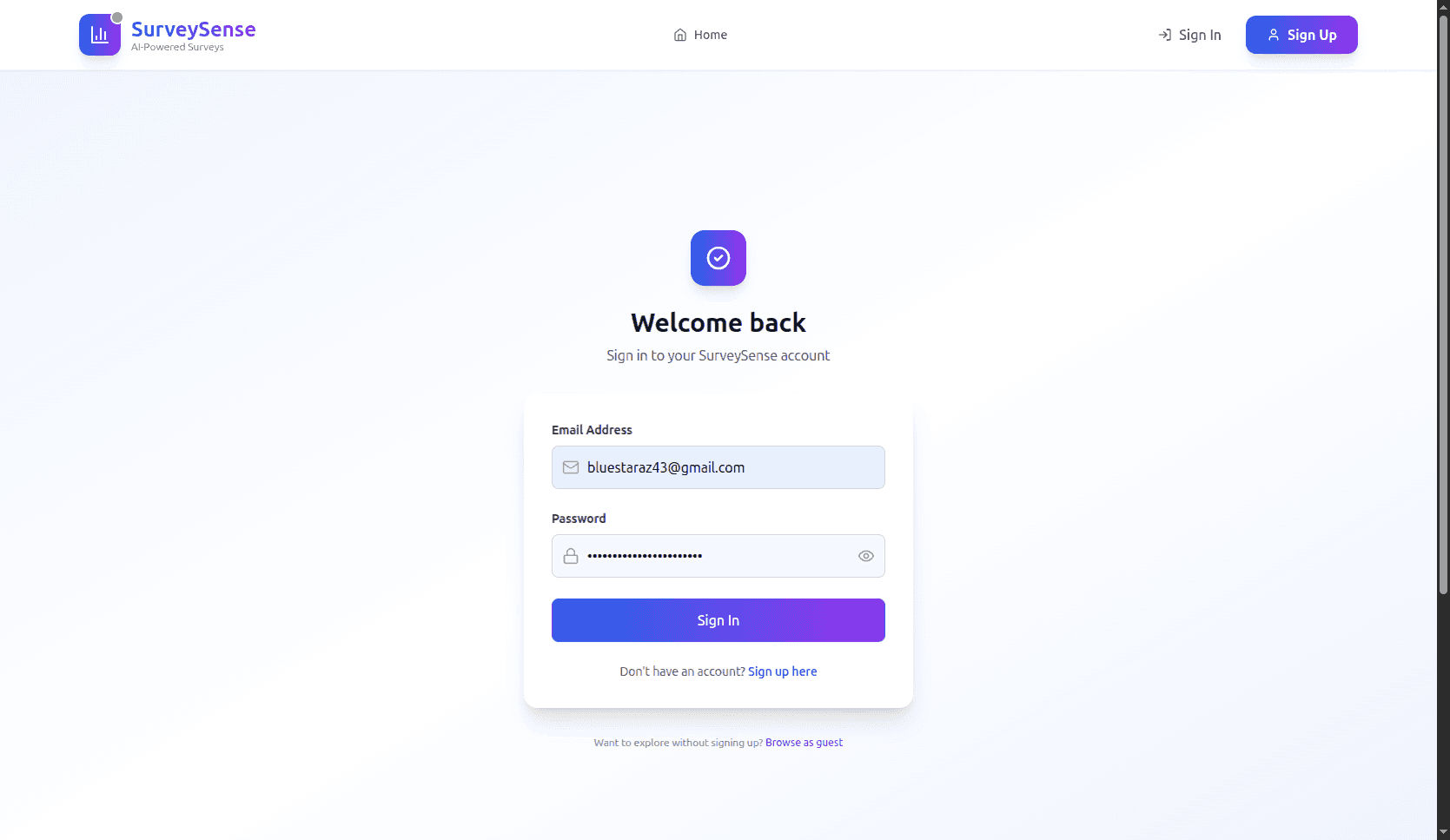 Blurred background for SurveySense — AI Survey Platform Overview